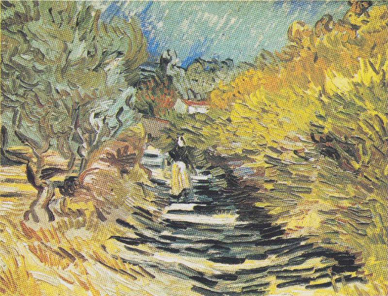 A Road at Saint Remy with Female Figure, Vincent Van Gogh